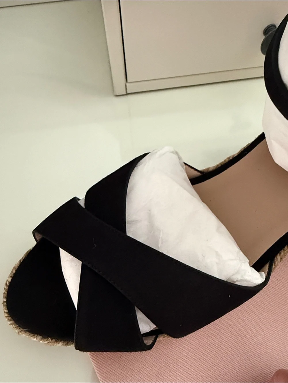 ♥️Stuart Weitzman Black Suede Mirela Espadrille Wedge Sandals♥️